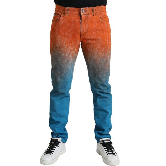 Dolce & Gabbana Multicolor Ombre Cotton Slim Fit Denim Men's Jeans